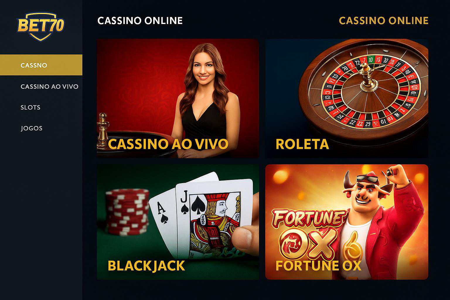 Jogos de cassino online inovadores e emocionantes na BET70