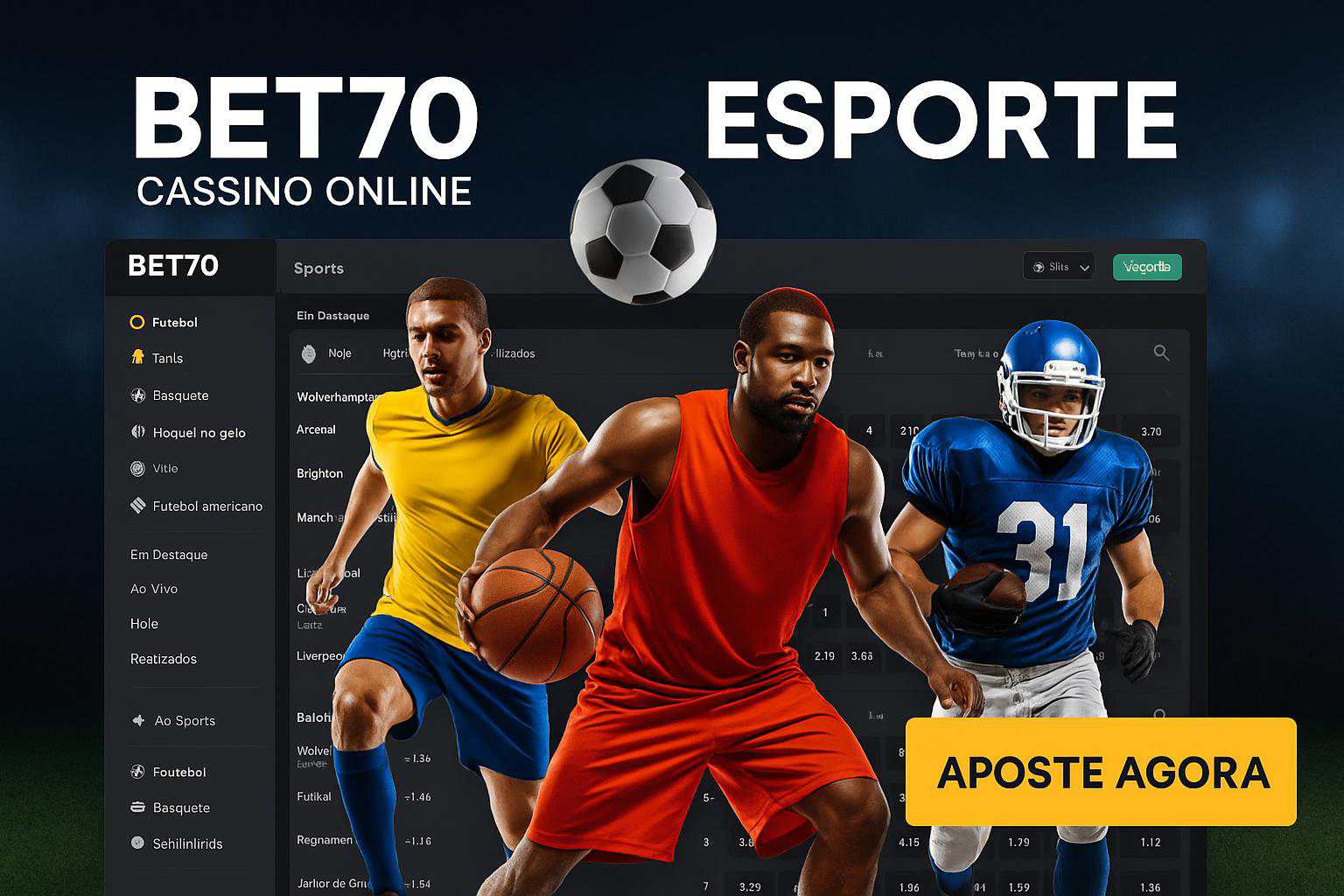 Apostas esportivas no cassino online BET70